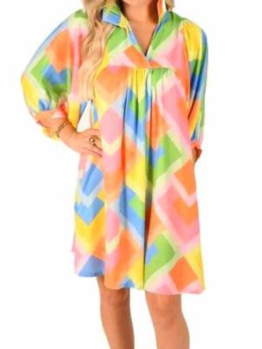 Emily McCarthy Stella Mini Dress in Geo